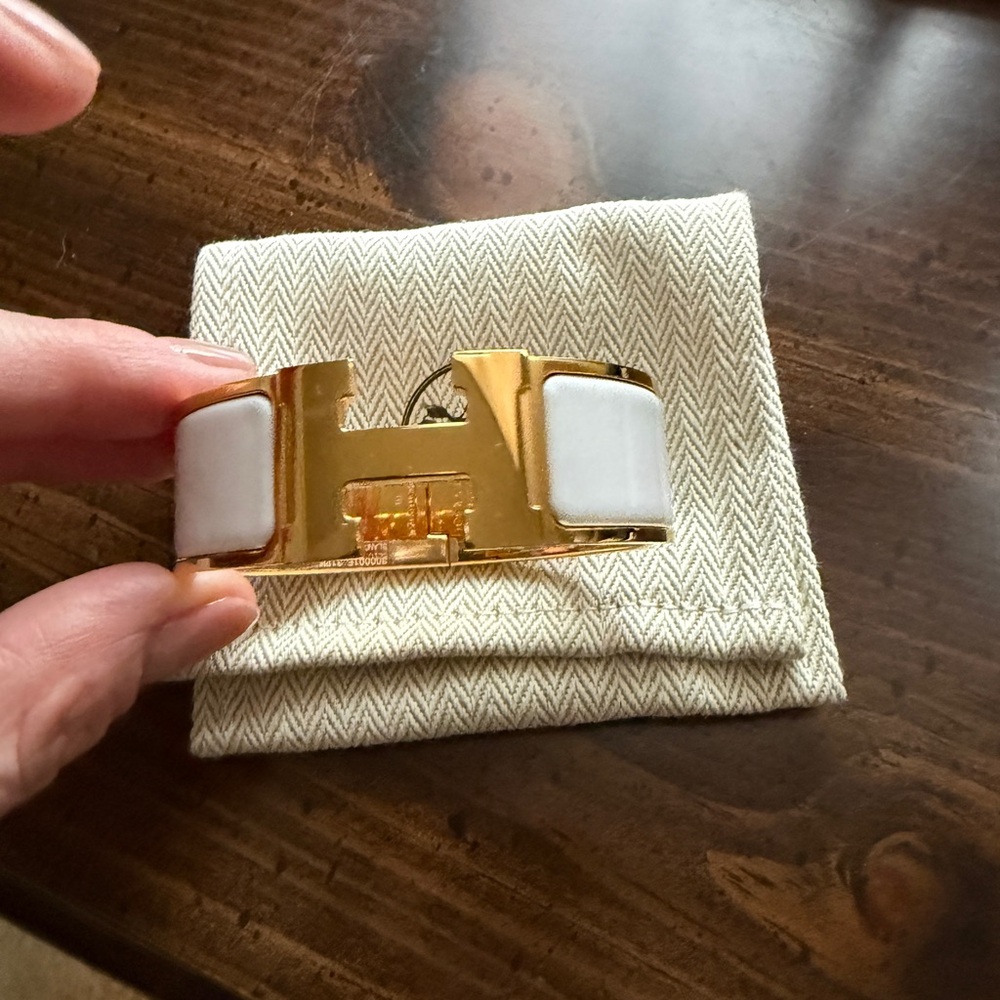 Hermes Gold and White Bracelet
